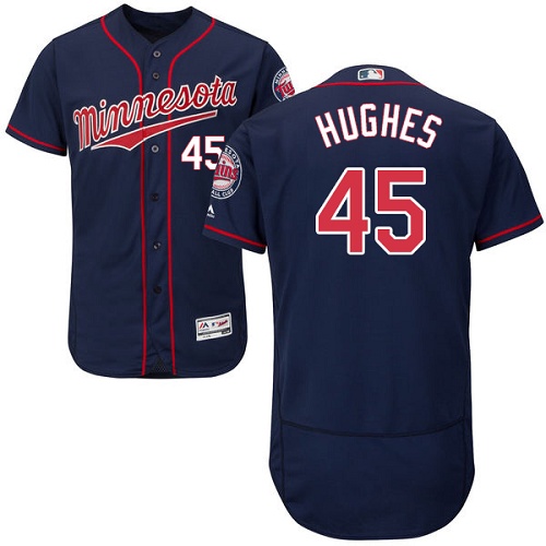 Twins #45 Phil Hughes Navy Blue Flexbase Authentic Collection Stitched MLB Jersey